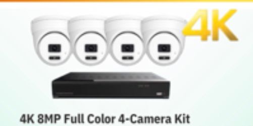 4K 8MP Full Color 4-Camera Security Kit