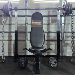 《FREE LOCAL DELIVERY》BENCH PRESS + OLYMPIC WEIGHT PLATES + OLYMPIC BARBELL + ADJUSTABLE DUMBBELLS  + STRAIGHT CURL BAR