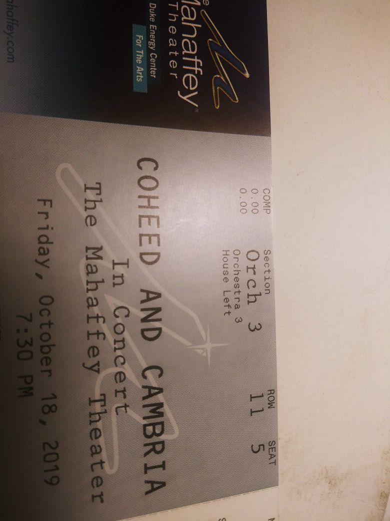 Coheed and Cambria tickets x2