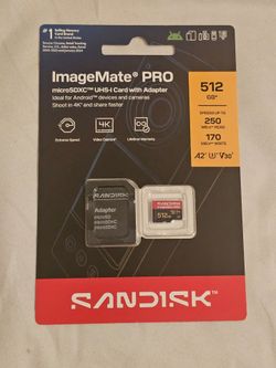 Sandisk imagemate pro micro sd card 512 gigabytes