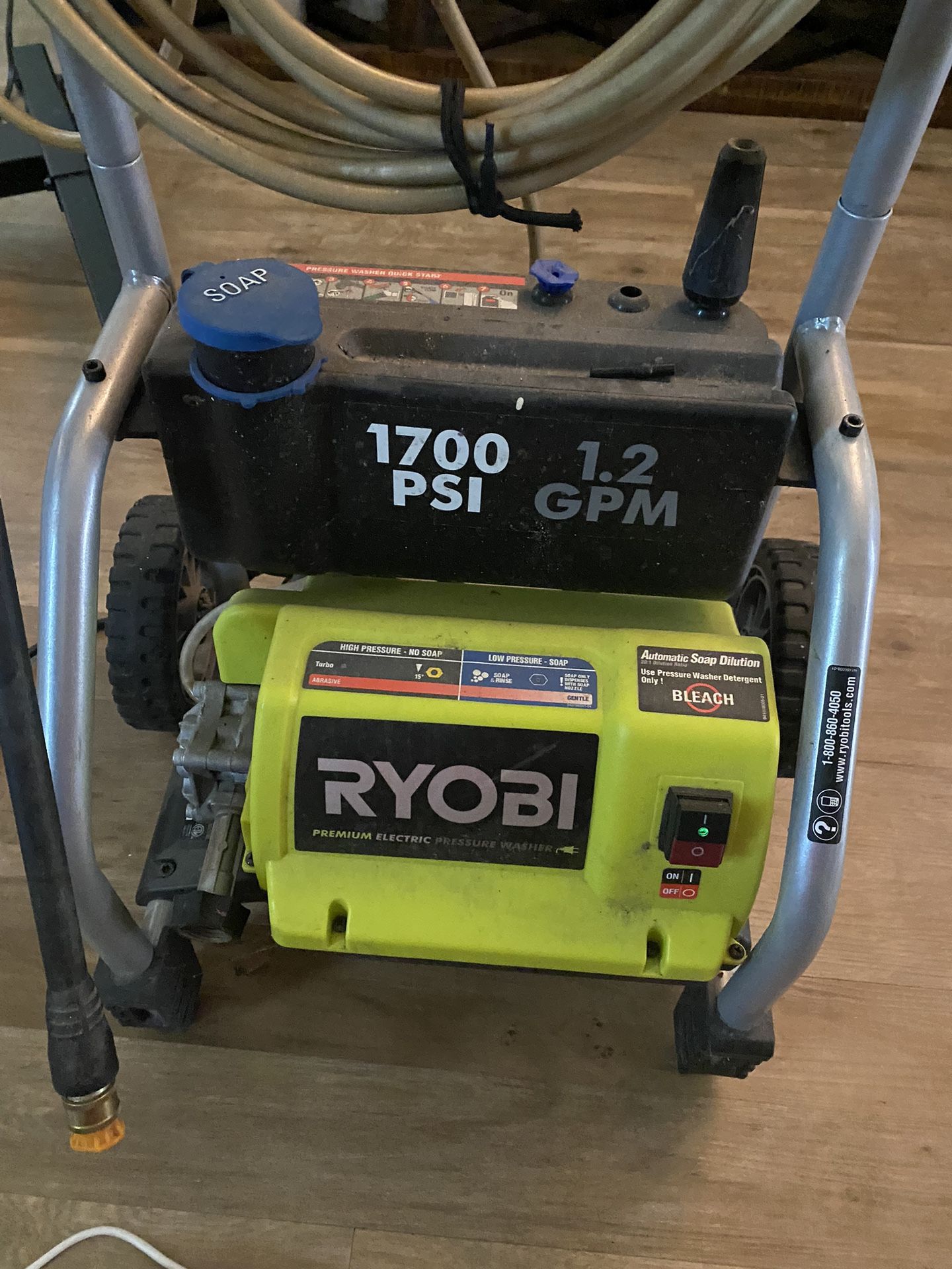 1700 PSI RYOBI ELEC PW 1415 - Used Once In New Condition.