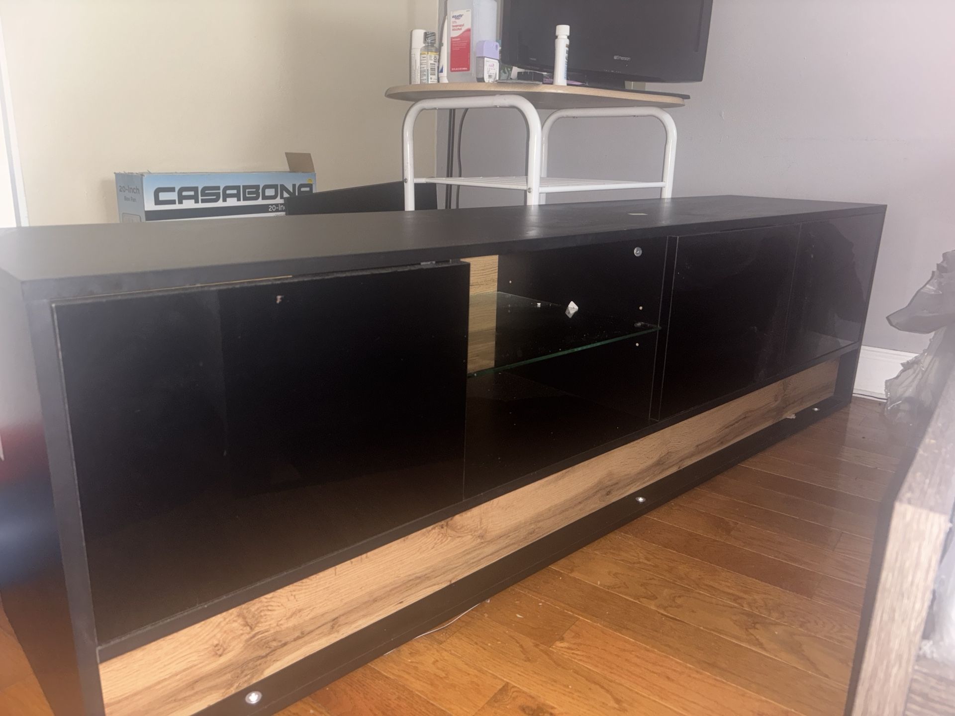 Black & Wood Media Console/TV Stand
