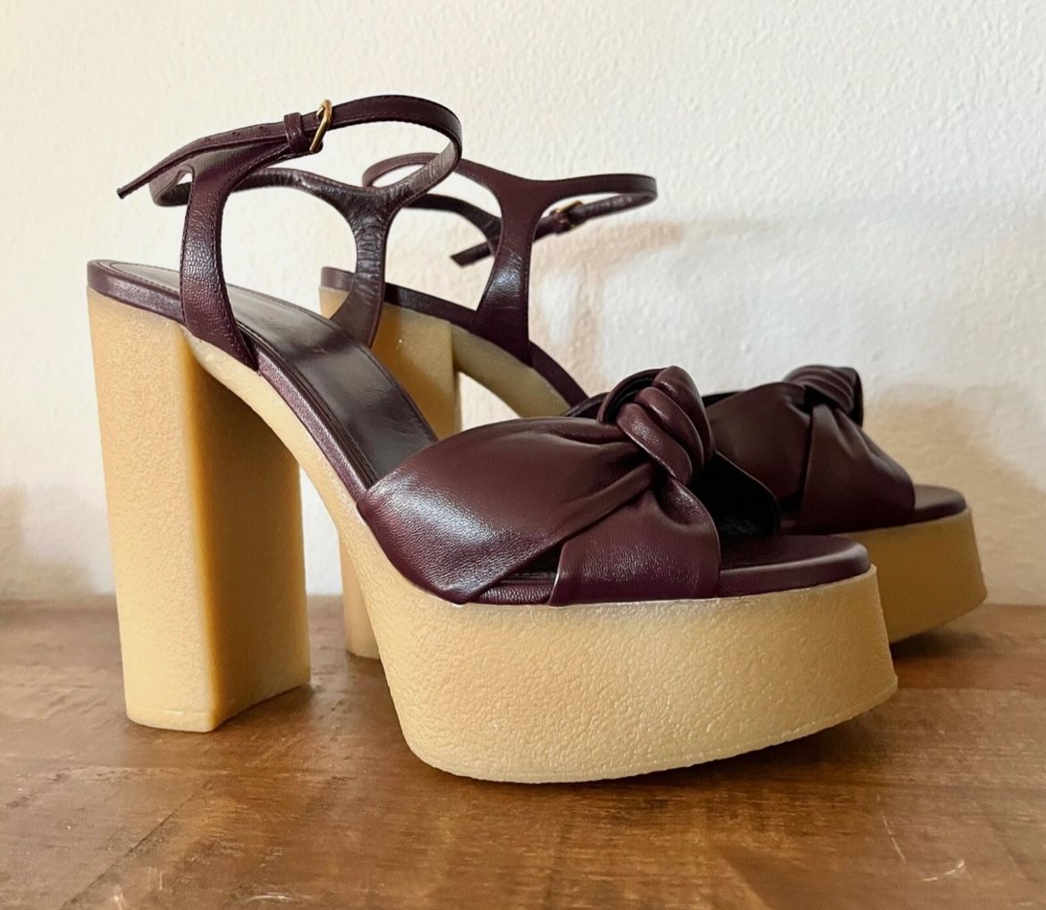 SAINT LAURENT burgundy sandals