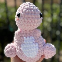 Chunky Pink Dino With Coral Spikes 🦕 Handmade 🦖 Crochet $25