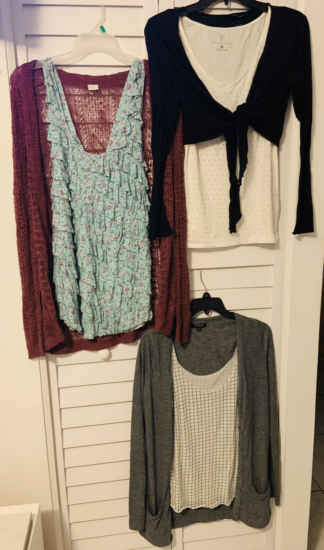 Clothing Sale. New Brand Name Tops. Xs And Small. Cardigans, Shrug, Tanks. $10 Each 