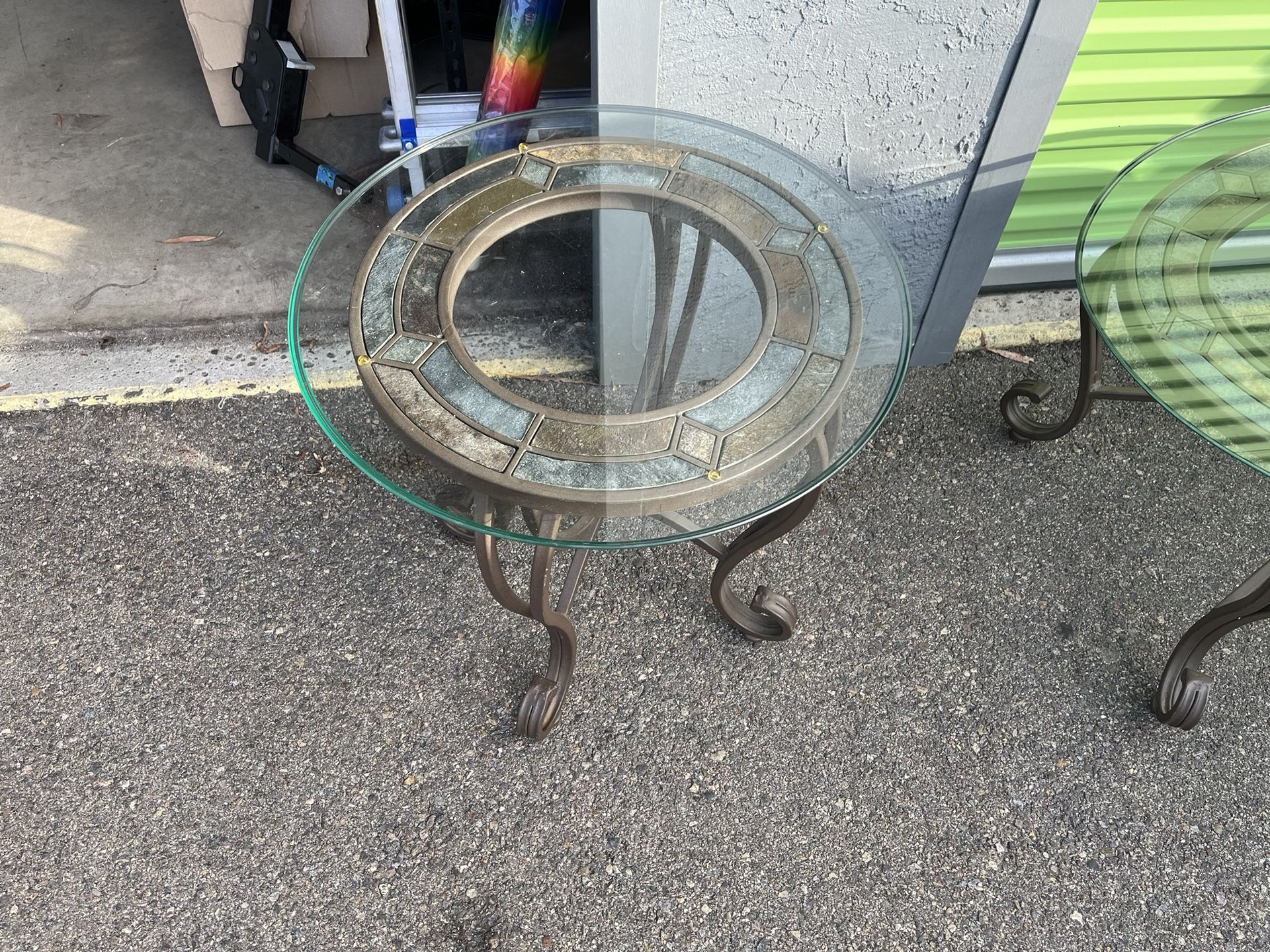 Metal, stone, and glass, top coffee table, end table, and display table