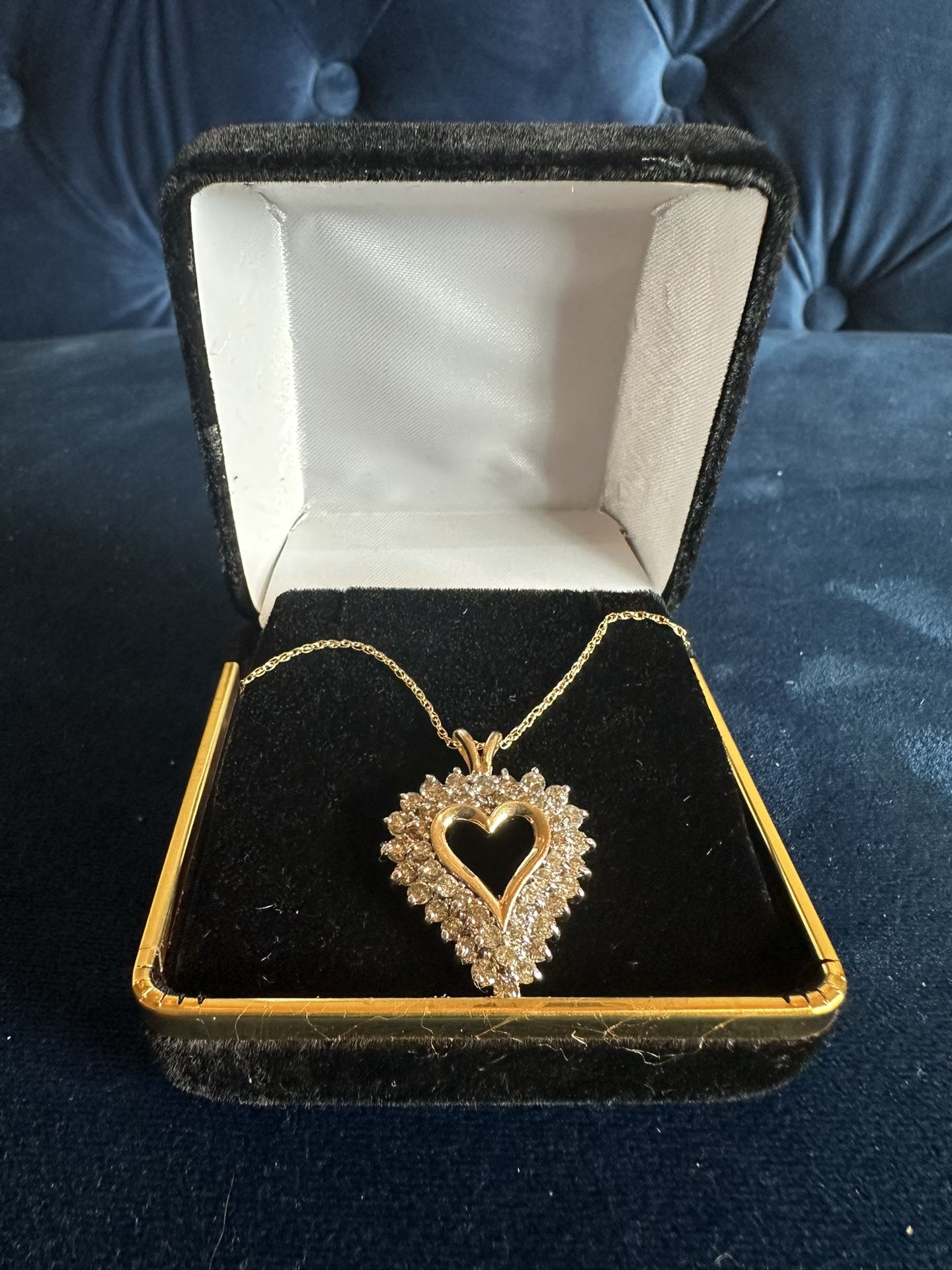 1.00 Ctw Diamond Heart Necklace On 14k Gold Chain