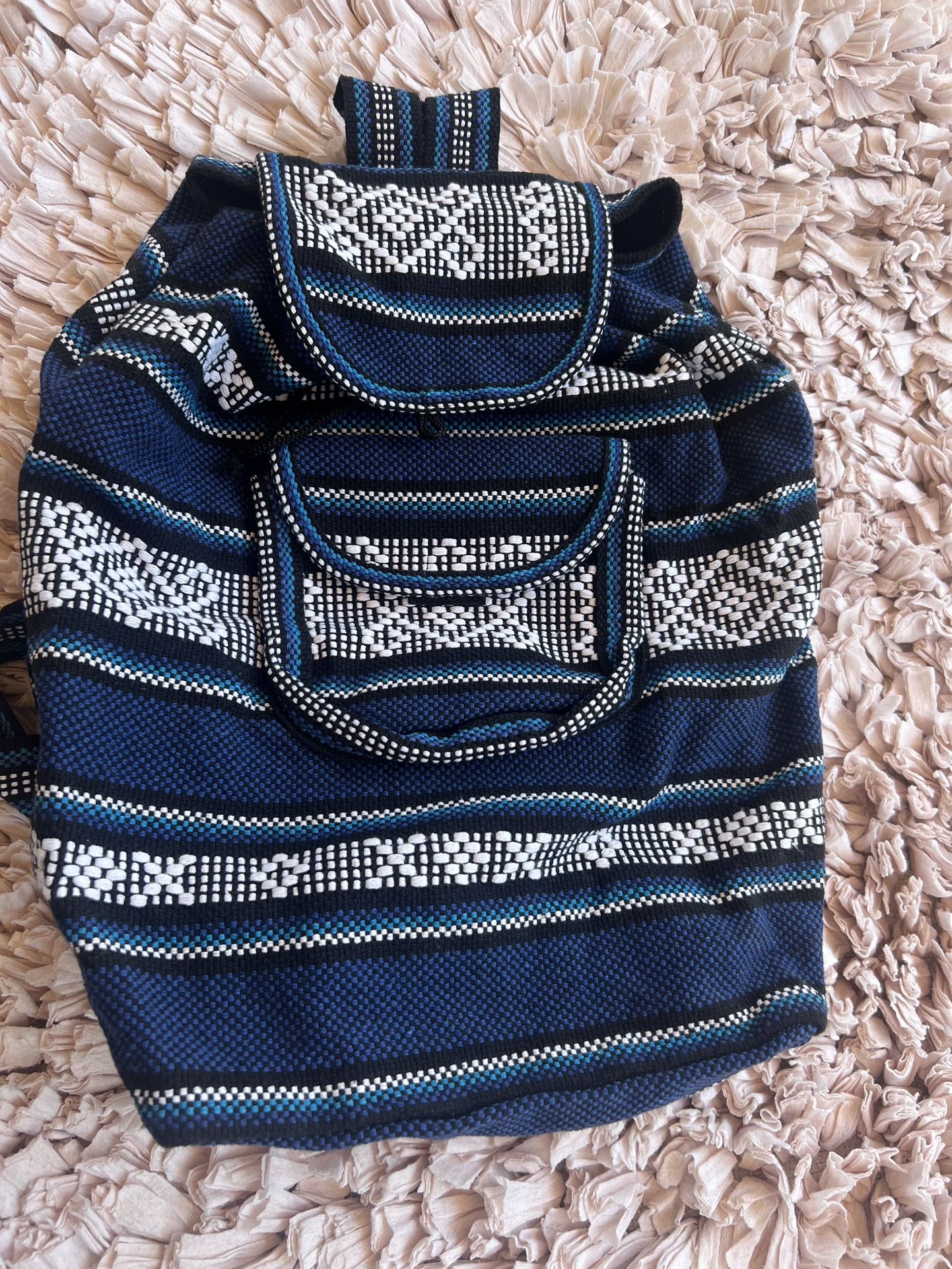 Blue And White Sarape Backpack
