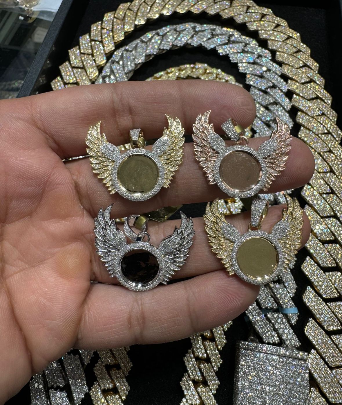 10k Gold With Real Diamonds Picture Pendants
