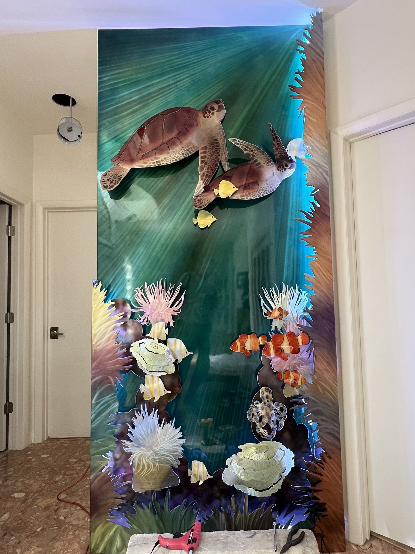 Metal Art Sea Turtle Wall Sculpture