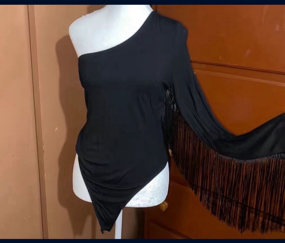 Black Bodysuit with Fringe 