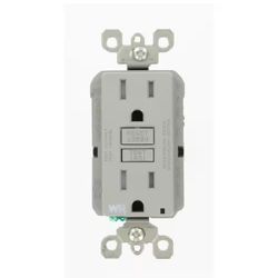 15 Amp 125-Volt Duplex Self-Test Tamper Resistant/Weather Resistant GFCI Outlet, Gray GFWT1-KGY