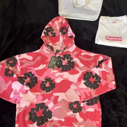 Denim Tears The Cotton Wreath Hoodie Pink Camo size s