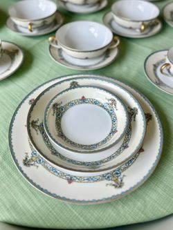 31pc Antique Noritake Darby China Set - Art Nouveau / Eclectic Victorian