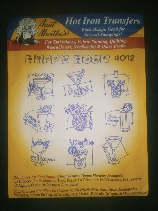 New Cross Stitch Iron On Transfers ( Happy Hour) Cash