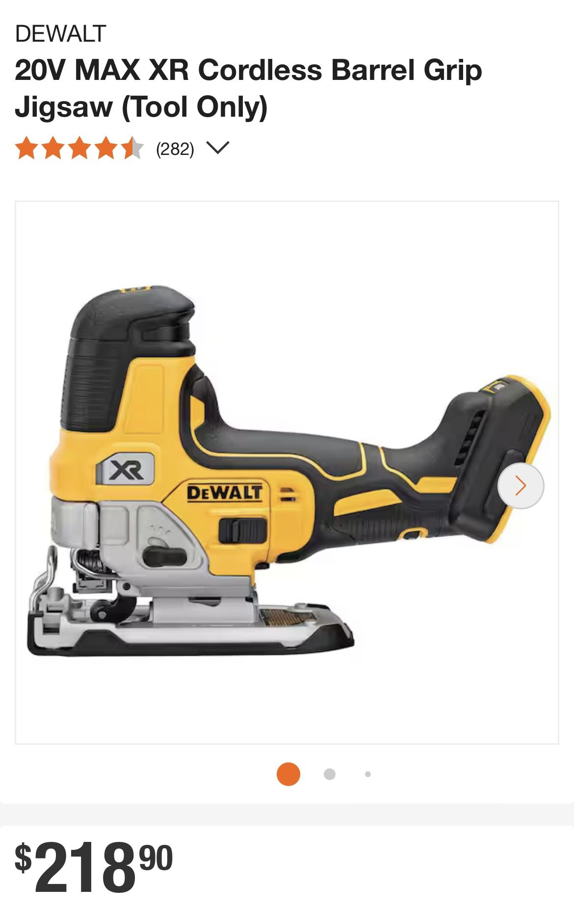DEWALT 20v XR BARREL GRIP JIG SAW W/POWER STACK BATTERY