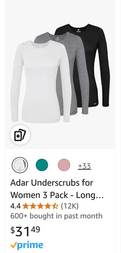 Adar Underscrubs for Women 3 Pack - Long Sleeve Underscrub Comfort 