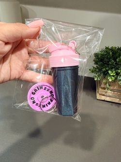 Lipgloss or chapstick shaker bottle keychain and plate gym keychain