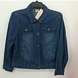 New Como Vintage Womens XL 100% Cotton Denim Blue Jean Jacket Classic NWT $39.99