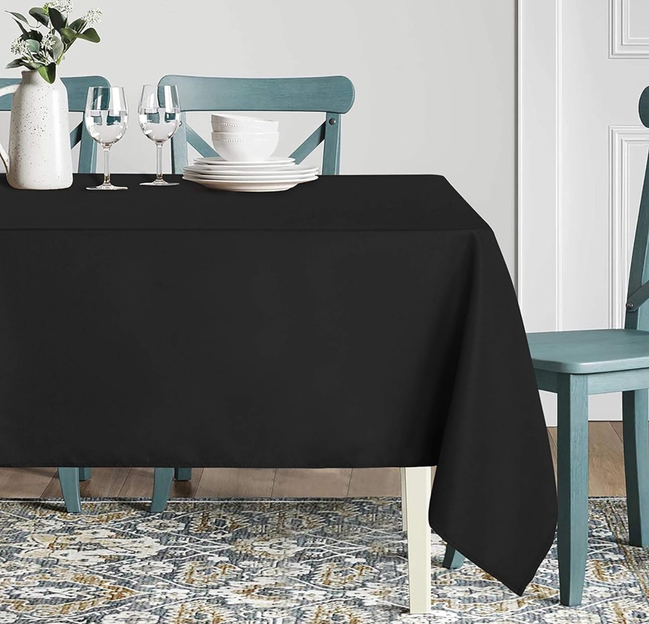 sancua Rectangle Tablecloth - 90 x 156 Inch - Water Resistant Spill Proof Washable Polyester Table Cloth, Decorative Fabric Table Cover for Dining Tab