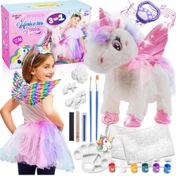 NEW 3-in-1 Unicorn Gifts, Painting Kit Crafts for Kids, and Unicorn Dress