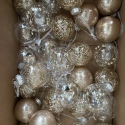 Christmas Ornaments Like Brand New 30 Champagne Ones And 12 White Flowers 