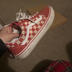 Red Checker Vans Size (7.5 US Men) (9 Woman)