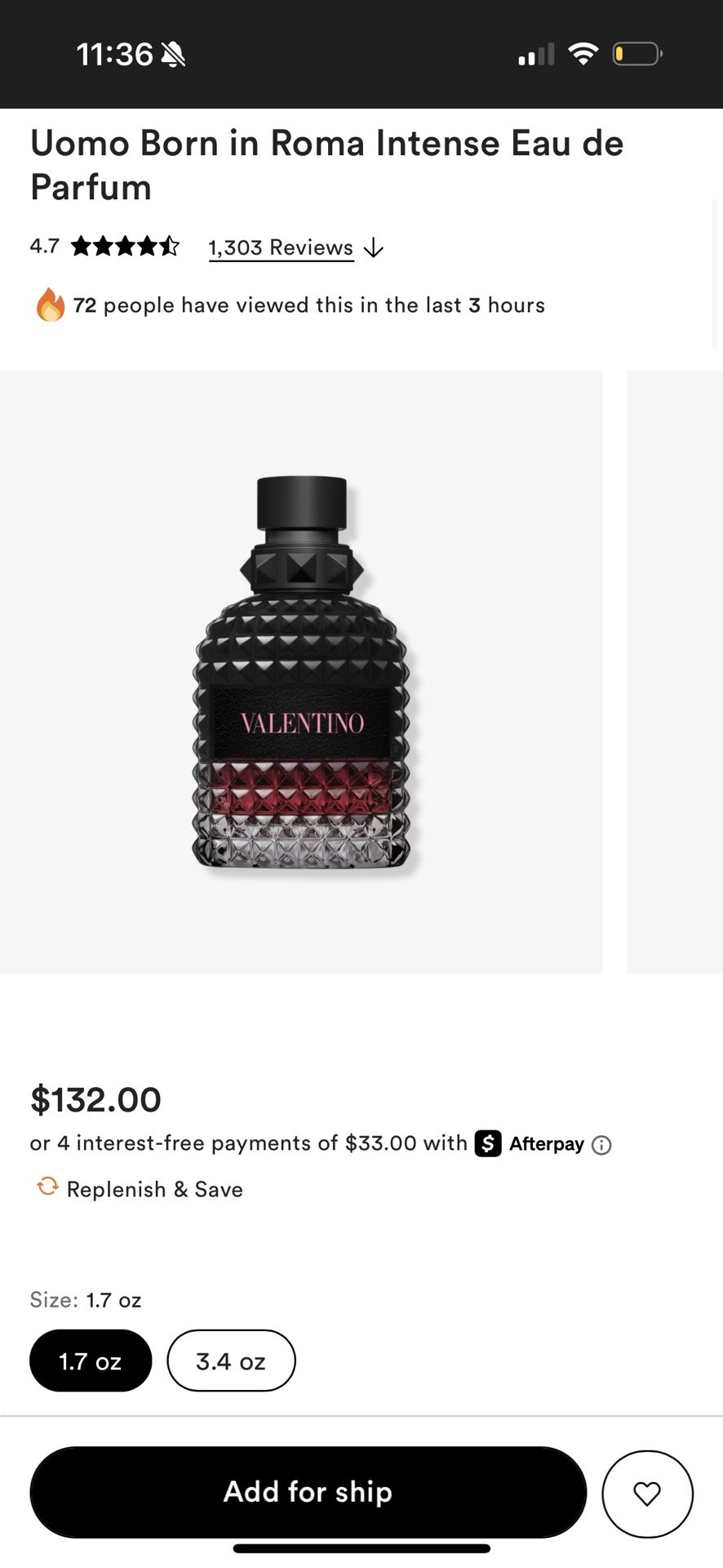 valentino mens cologne (lightly used)