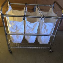 Laundry Cart, 3 Compartment