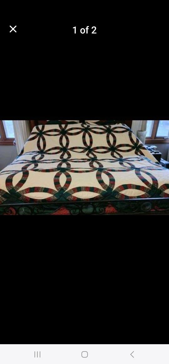 Vintage King Size Double Wedding Ring Quilt