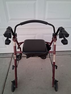 Heavy Duty Rollator Walker with Seat and Brakes