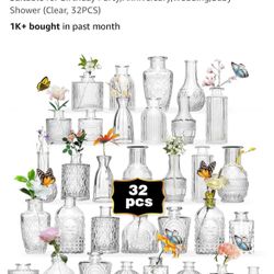 32 Mini Clear Bud Vases