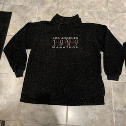 Vintage 1999 Los Angeles Marathon Fleece Sweatshirt Black Men’s L Made In USA