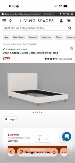 Queen Upholstered Bed + Memory Foam Mattress