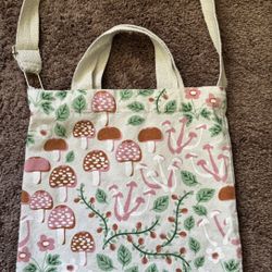 Mushroom Print Canvas Tote Bag