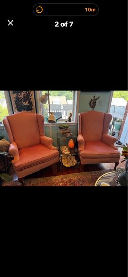 Light pink velveteen chairs, pair