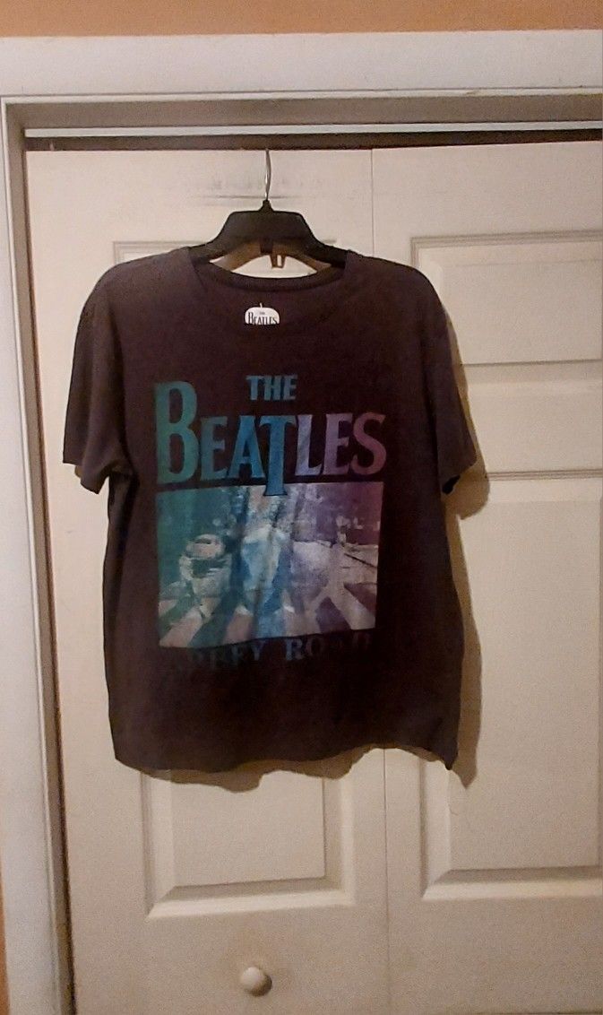 The Beatles Abbey Road Band Graphic Crew Neck T Shirt Large 12-14 Tee Gray