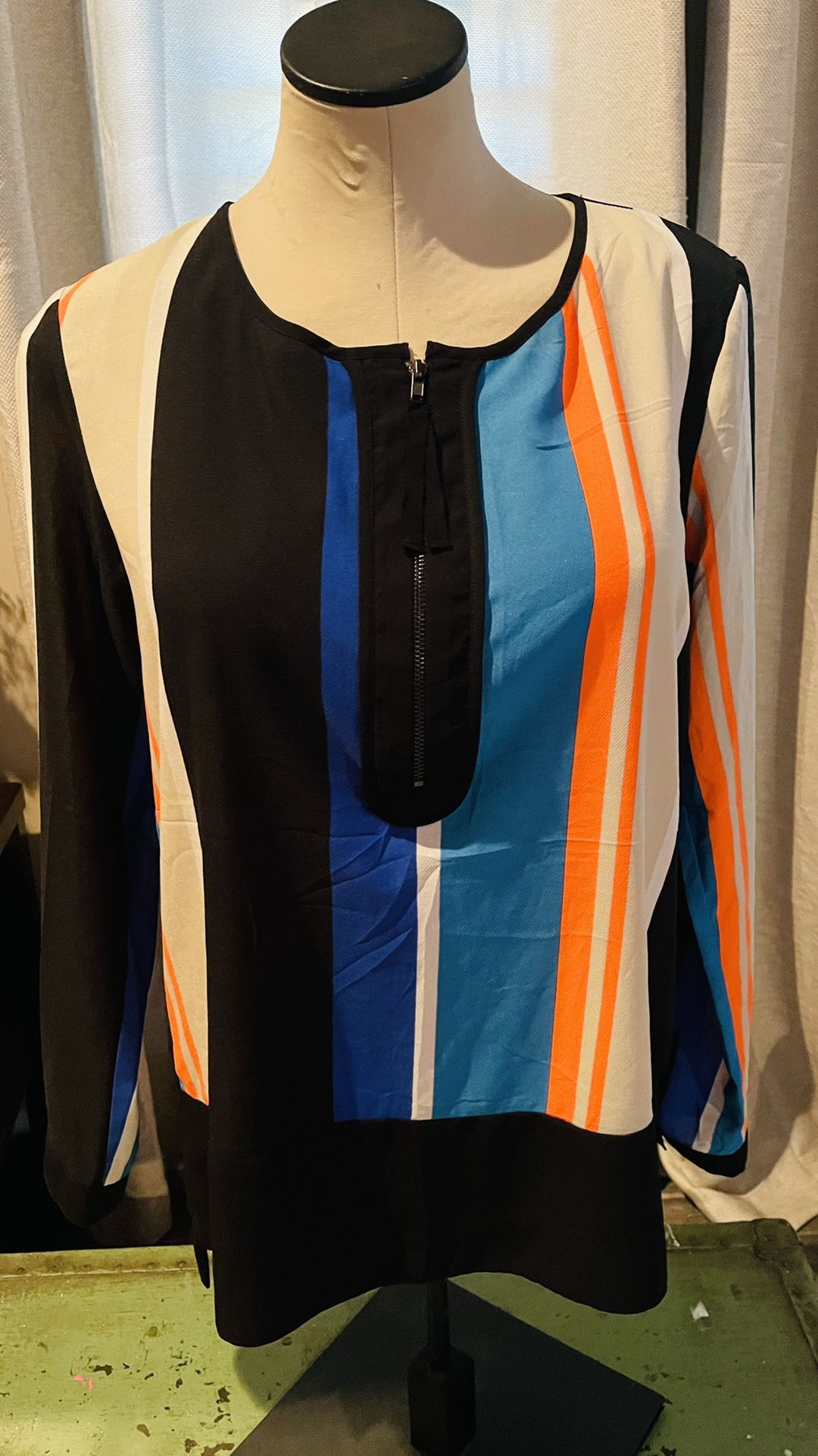 Long Striped Tunic Blouse