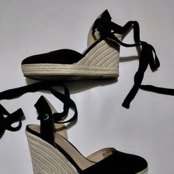 Brash Black Suede Espadrelle Wedge 8