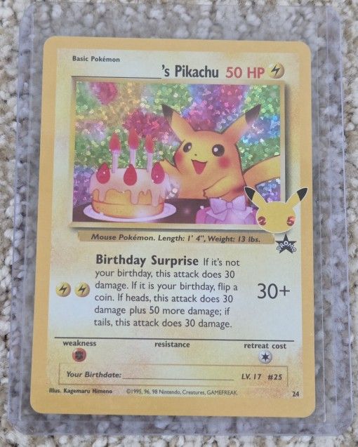 Pokémon Pikachu Birthday Surprise 24 Holo NM