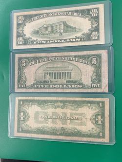 1934  silver stamp series A and D $1,$5&$10 Set