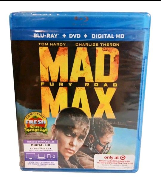 Mad Max: Fury Road Blu-Ray + DVD + Digital HD 2015 Brand New Factory Sealed