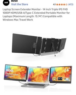 Laptop Screen Extender Monitor - 14 Inch Triple IPS FHD 1080P ($130) 