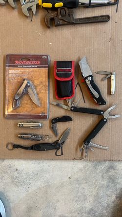 Mixed Lot of Pocket Knives and Multitools - Winchester Craftsman Coleman and Others