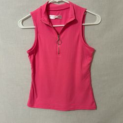 Pink Sleeveless Zip Up Top