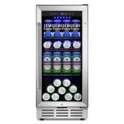 15 in. Single Zone 130-Cans Built-In/Freestanding Beverage Cooler Fridge With Touch Control, Frost Free, Stainless Steel