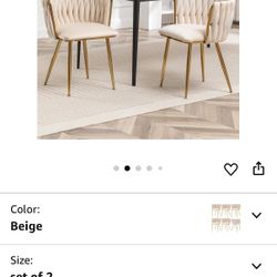 Velvet Dining Chairs Set of 2, Modern Upholstered Dining Chairs with Gold Metal Legs for Dining Room, Vanity, Kitchen, Living Room(2 color)