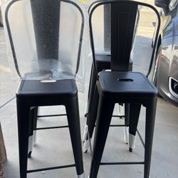 Giantex Metal Bar Stools Set of 4, 30" High Back Bar Height Chairs w/Footrest & Removable Backrest