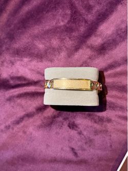 14K Solid Gold Diamond-Cut Curb Link Bracelet – Solid ID Plate