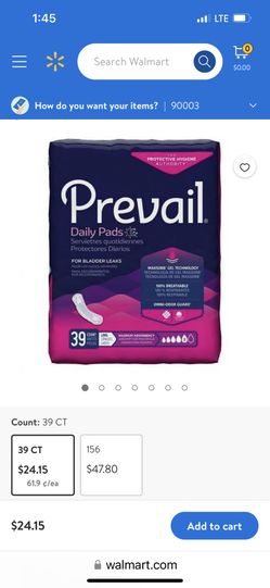 Prevail Daily Incontinent Pad 13" L Long Length PV-915/1, Maximum, 39 Ct